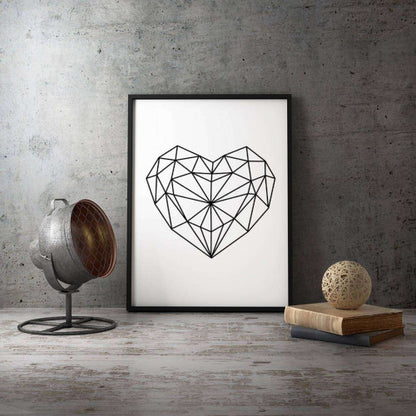 Love Heart Geometric Abstract Canvas