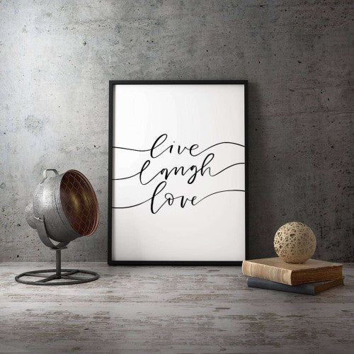 Live Laugh Love white Typography Canvas