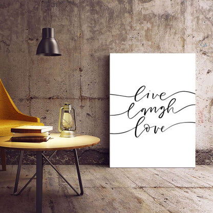 Live Laugh Love white Typography Canvas