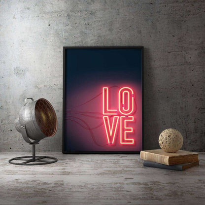 Love Neon Typography Canvas