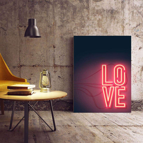 Love Neon Typography Canvas