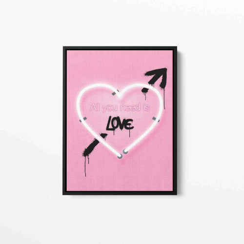 Neon All You Need is Love Typography Canvas