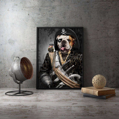 Pirate Bulldog Animal Canvas