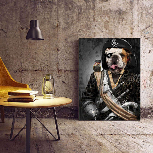 Pirate Bulldog Animal Canvas