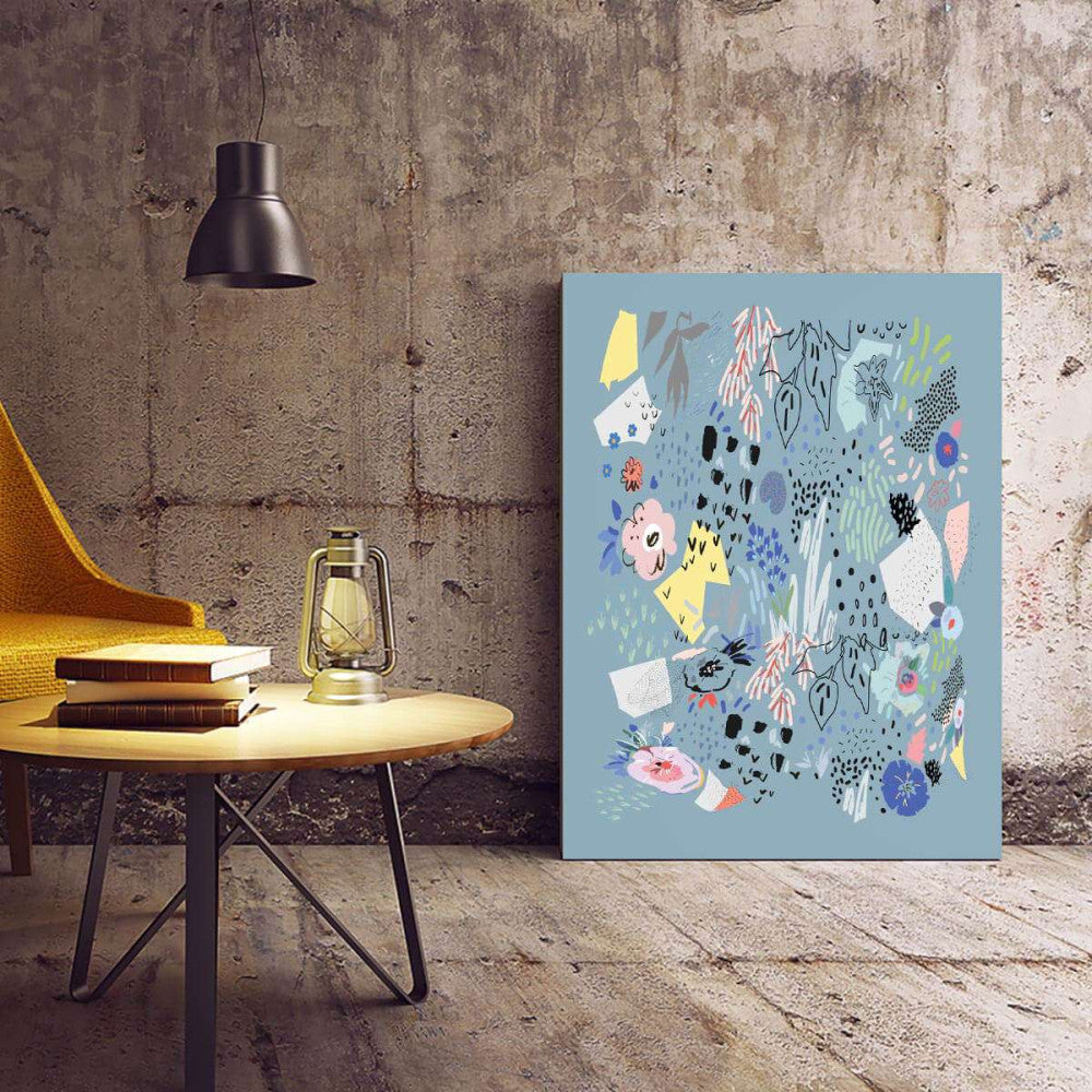 Abstract Spring Scandi Blue 002 Canvas