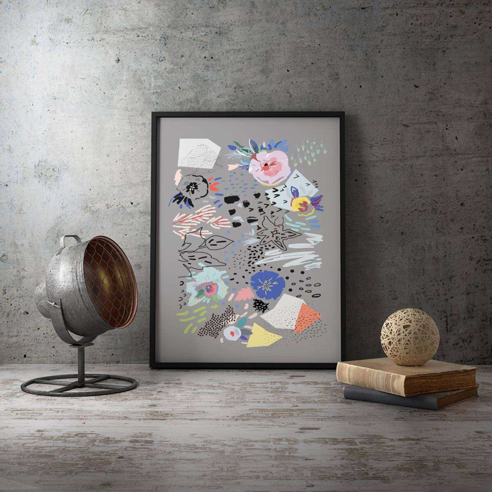 Abstract Spring Scandi Grey 001 Canvas