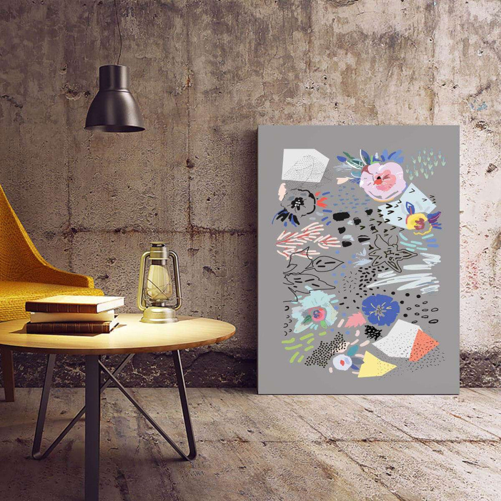 Abstract Spring Scandi Grey 001 Canvas