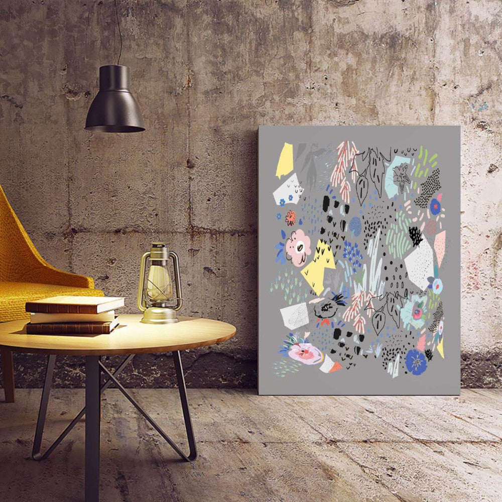 Abstract Spring Scandi Grey 002 Canvas