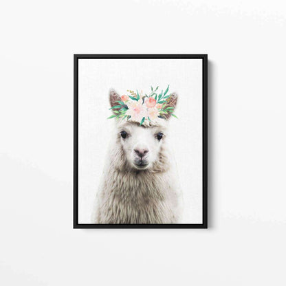 Alpaca Lama Flower Crown 001 Canvas