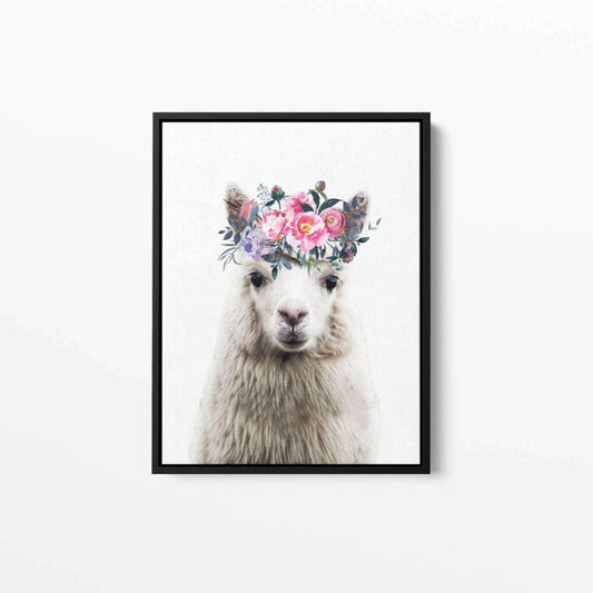 Alpaca Lama Flower Crown 002 Animal Canvas