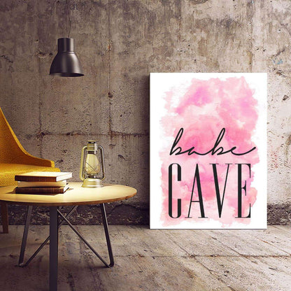 Babe Cave Pink Typography Canvas