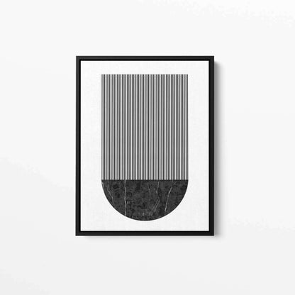 Black Marble Circle Lines Abstract Canvas