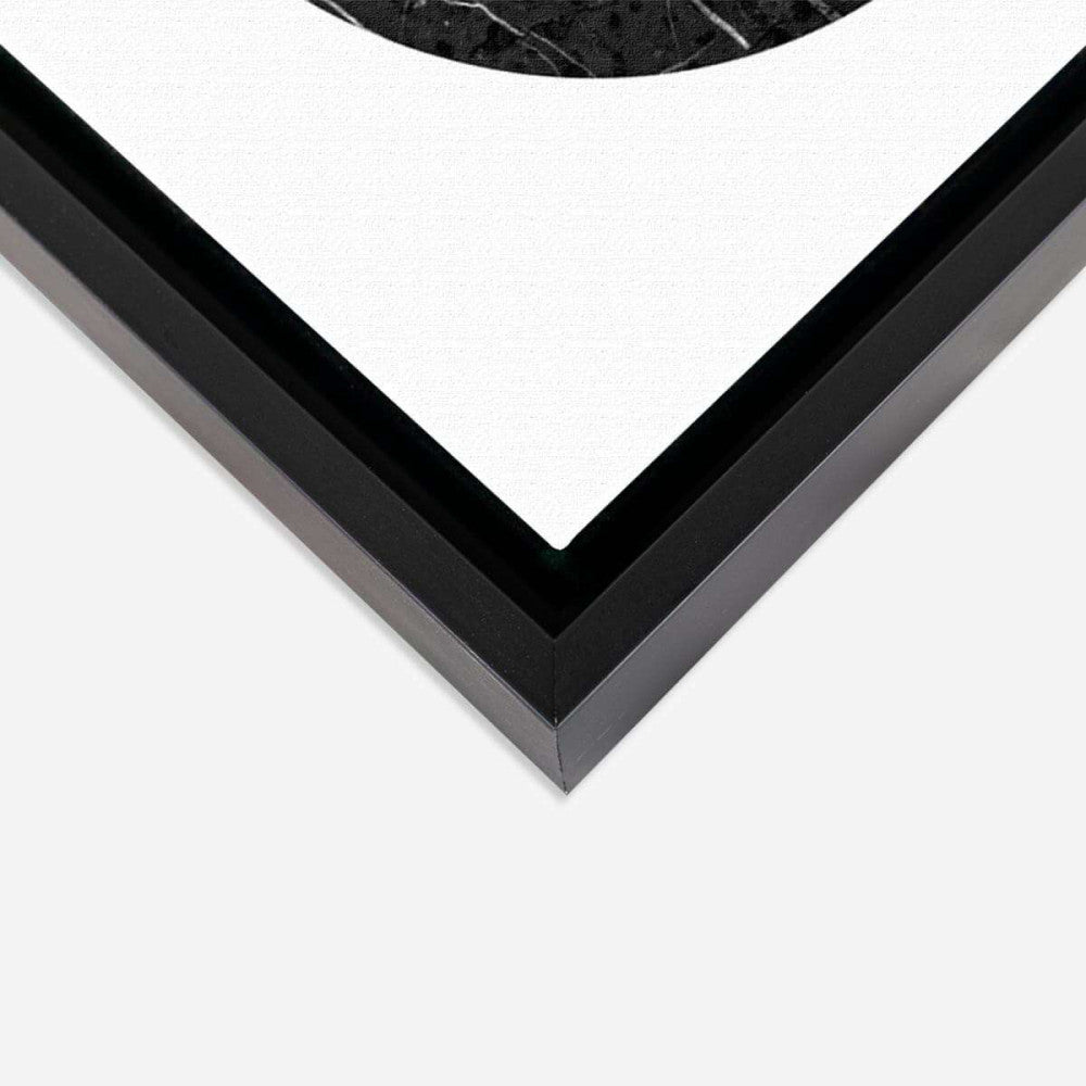 Black Marble Circle Lines Abstract Canvas