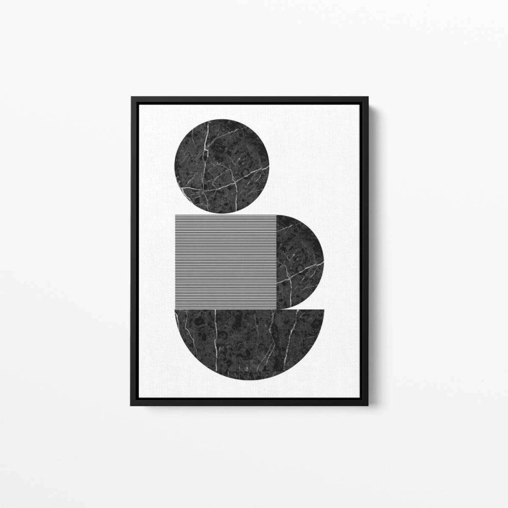 Black Marble Circles Abstract Canvas