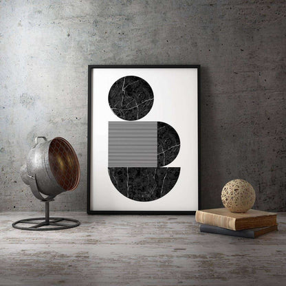 Black Marble Circles Abstract Canvas