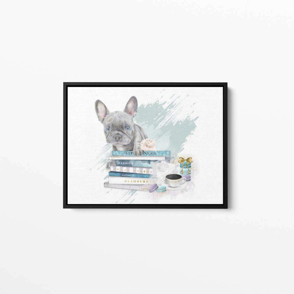 French Bulldog Fashion Books Landscape Canvas