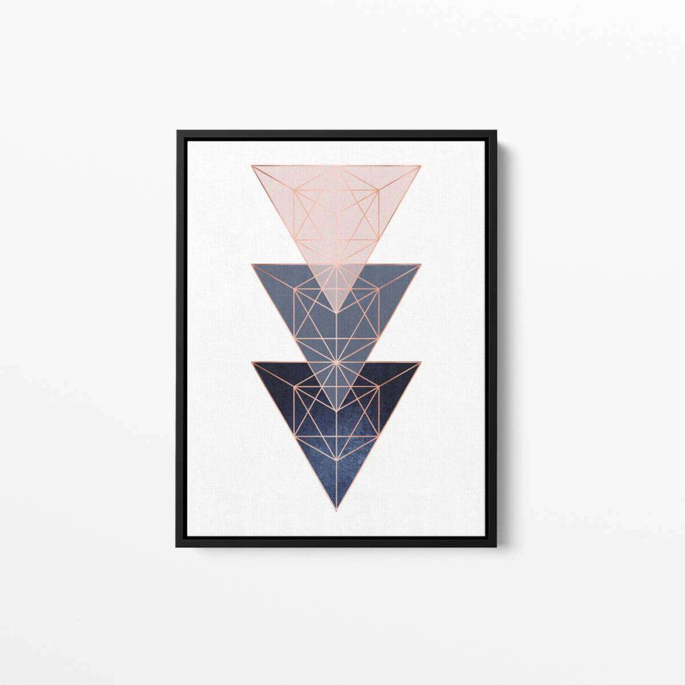 Blush Navy Rose Triangles Abstract Canvas