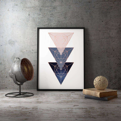 Blush Navy Rose Triangles Abstract Canvas