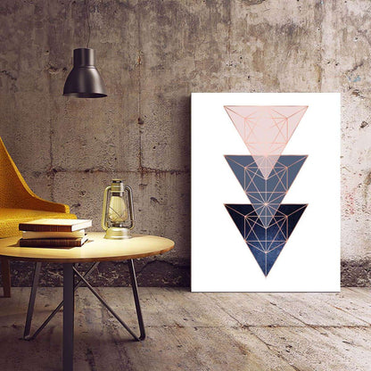 Blush Navy Rose Triangles Abstract Canvas