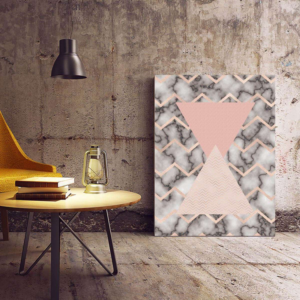 Blush Pink Triangles Abstract Canvas