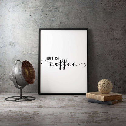 But First Coffee Typography Canvas