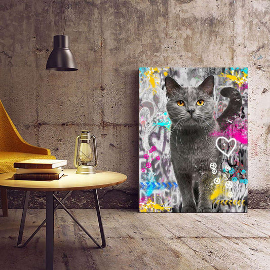 Chartreux Cat Graffiti Pop Animal Canvas