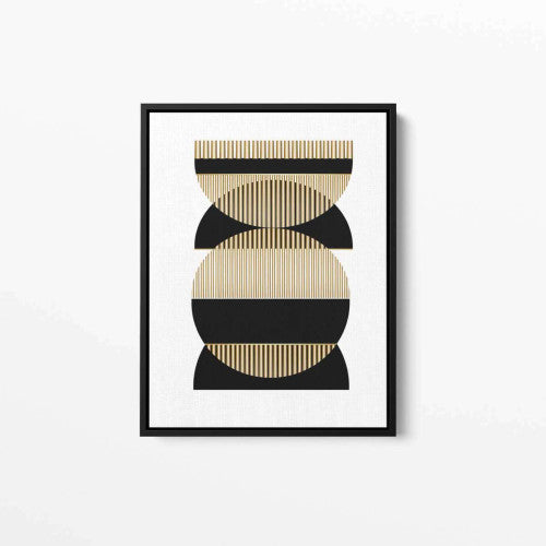 Gold Rain with Black Circles Abstract Canvas