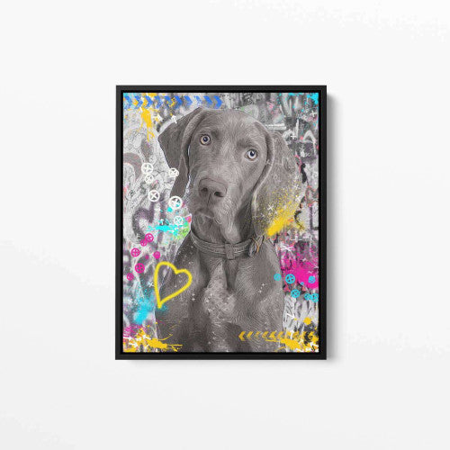 Grey Weimaraner Animal Graffiti Dog Canvas