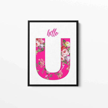 Hello You Floral Typography Canvas