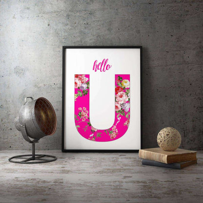 Hello You Floral Typography Canvas