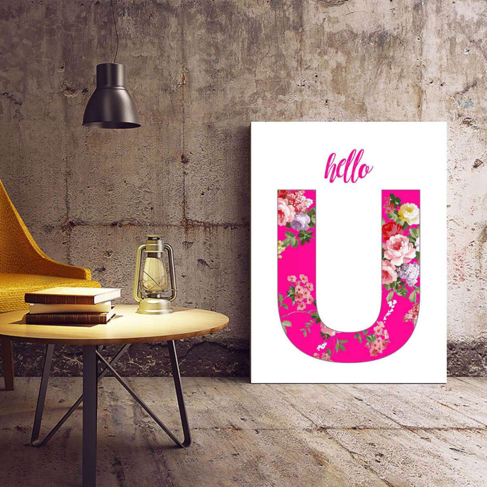 Hello You Floral Typography Canvas