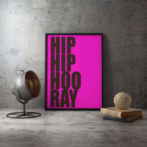 Hip Hip Hoo Ray Pink Typography Canvas