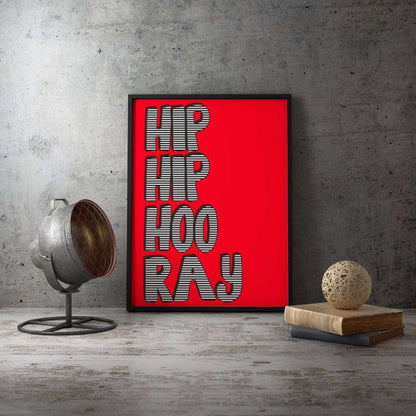 Hip Hip Hoo Ray red stripes Typography Canvas