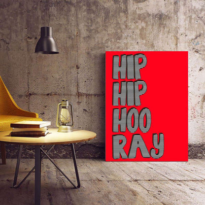 Hip Hip Hoo Ray red stripes Typography Canvas