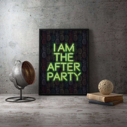 I am the after party Green Typography Canvas