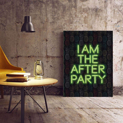 I am the after party Green Typography Canvas