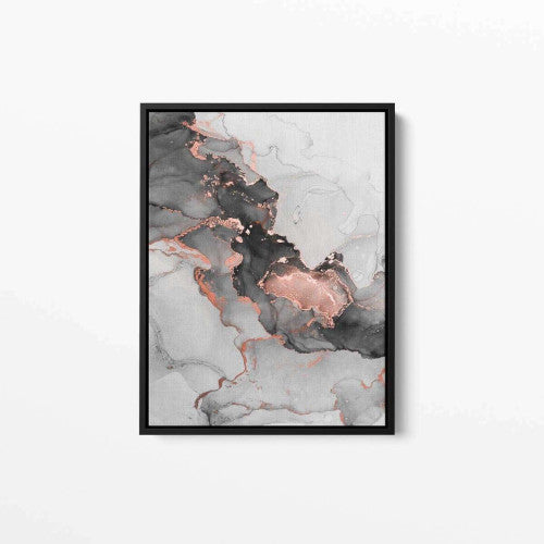 Liquid Copper Grey Left Side Abstract Canvas