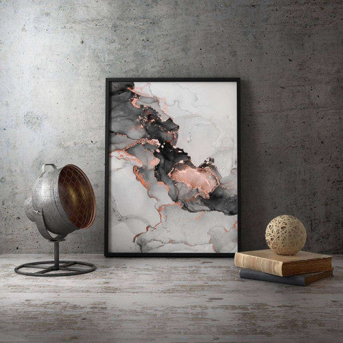 Liquid Copper Grey Left Side Abstract Canvas