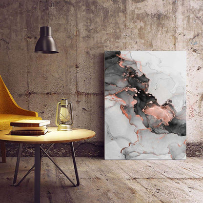 Liquid Copper Grey Left Side Abstract Canvas