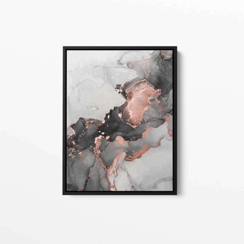 Liquid Copper Grey Right Side Abstract Canvas