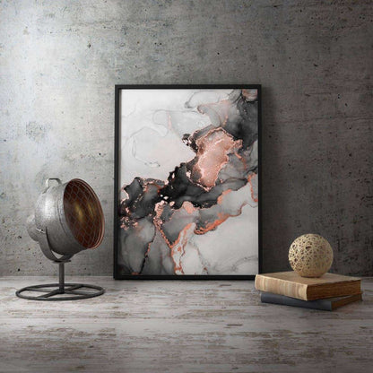 Liquid Copper Grey Right Side Abstract Canvas