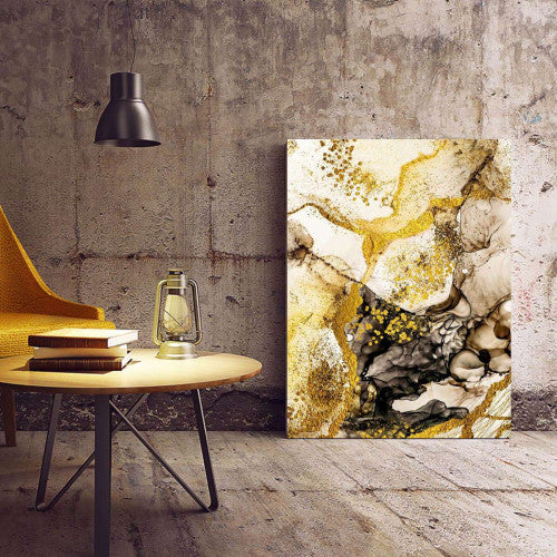 Liquid Gold Yellow Bronze 001 Abstract Canvas