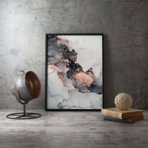 Liquid Grey and Copper 001 Abstract Canvas