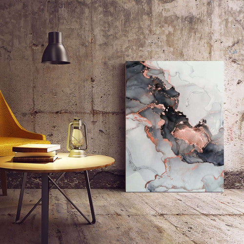 Liquid Grey and Copper 001 Abstract Canvas