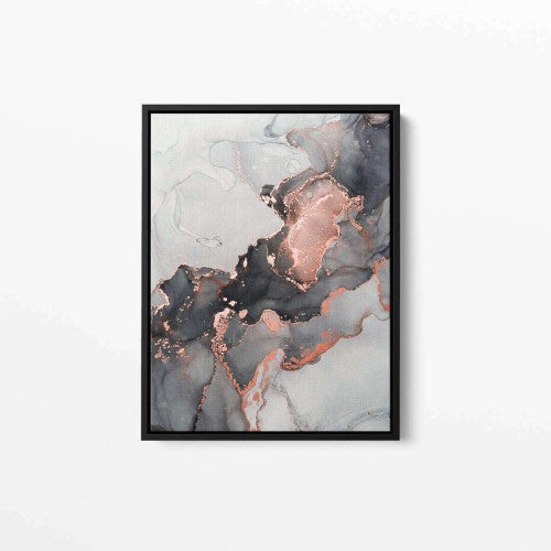 Liquid Grey and Copper 002 Abstract Canvas