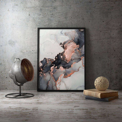 Liquid Grey and Copper 002 Abstract Canvas