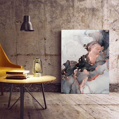 Liquid Grey and Copper 002 Abstract Canvas