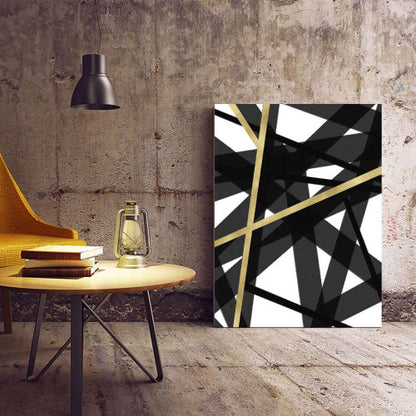 Monochrome Gold Abstract 001 Canvas