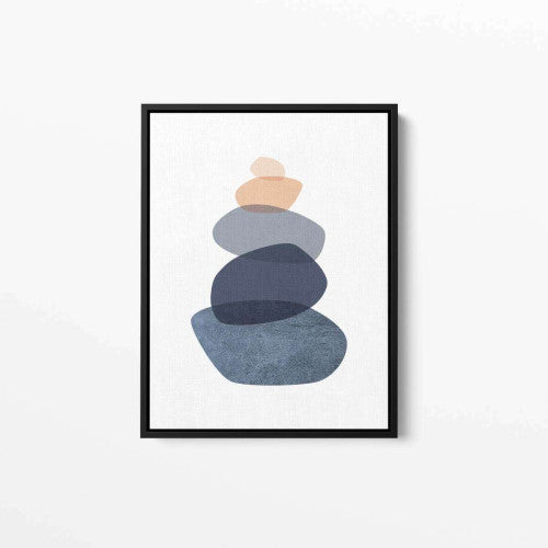 Navy Orange Stones Abstract Canvas