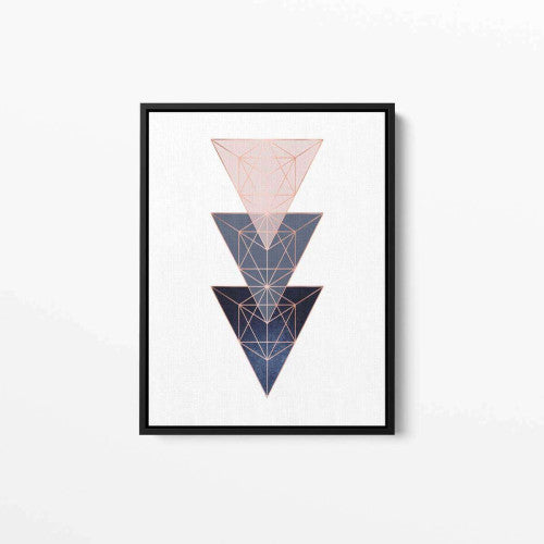 Pink Navy Rose Gold Triangles Abstract Canvas